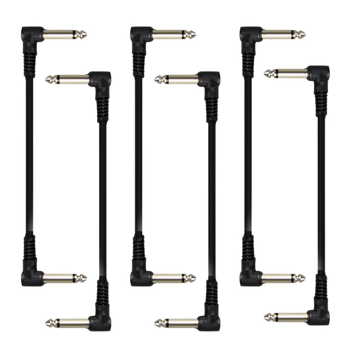 Alnicov 6PCS 6 Inch Guitar Cables Guitar Pedal Cable Effect Cable Cord Noiseless 1/4 Inch Right Angle Guitar Cable（Black ）