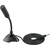 LANDIBO 3.5mm Microphone，Adjustable gooseneck Mini for Laptop/Desktop Computers pc Microphone，Plug and Play, Driver-Free Desk Microphone，Recordings, Games, Streaming, podcasts. (3.5MM)