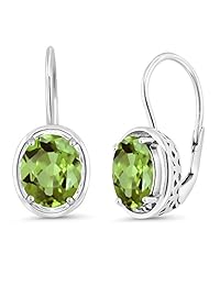 3.60 ct Oval Verde Peridot 925 plata esterlina Dangle Earrings