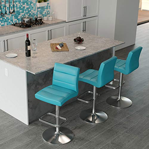 Zuri Furniture Teal Lush Adjustable Height Swivel Armless Bar Stool