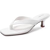 FITORY Women's Sexy Kitten Heel Flip Flops,Square Open Toe Low Heel Sandals, Slip on Comfortable Thong Heels for Causal Size 6-11