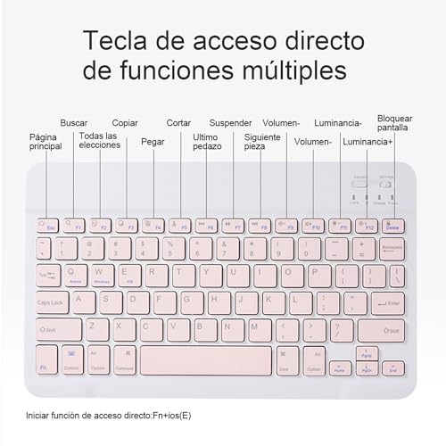 Funda con Teclado de Español(Incluye Ñ) para iPad 10.2 7a 8a 9a Genaración y iPad Air 3/Pro 10.5 Inalámbrico Teclado Bluetooth Magnético Desmontable,ratón Bluetooth-Rosa(Ver Imagen Principal 2)