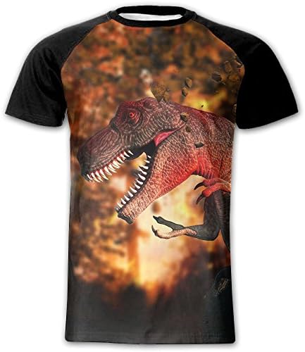 Flame Dinosaur Men 3D Printed T-Shirts Comfortable Short Sleeve Tees