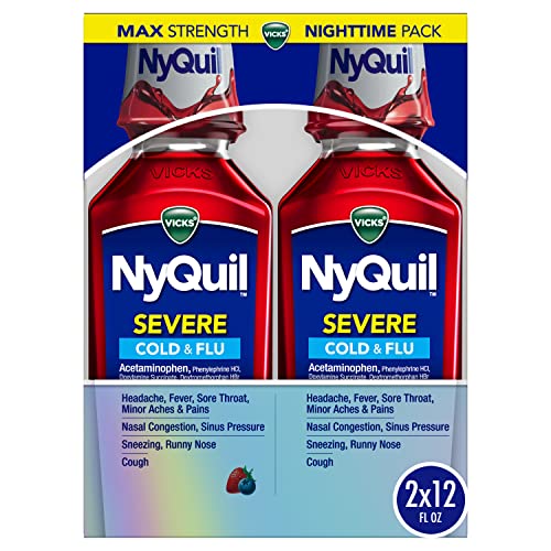 Vicks NyQuil SEVERE Cold, Flu, and Congestion Medicine, 2x12 fl oz Twin