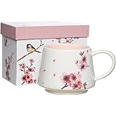 Topadorn Ceramic Coffee Mug, 12 oz Porcelain Tea Cup with Handle,Holiday and Birthday Gift for Coffee Milk Tea Lovers, Plum Blossom Mug with Gift Box, Luxurious Cups for Office and Home
