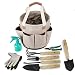 scuddles Garden Tools Set - 9 Piece Heavy Duty Gardening Tools with Storage Organizer, Ergonomic Hand Digging Weeder, Rake, Shovel, Trowel, Sprayer, Gloves Gift for Men & Women (Bucket)