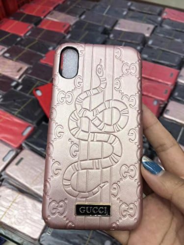 tslme iPhoneX Fashion Graphic Style Luxury PU Leather Case Cover for Apple iPhone X (iphoneX) (black) (pink)