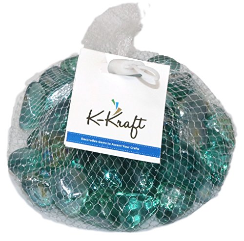 Distinctive Glass Jewel Gems for Vase Filler, Table Scatter or other Beautiful Accents (2.2 Pounds, Teal Blue Green)