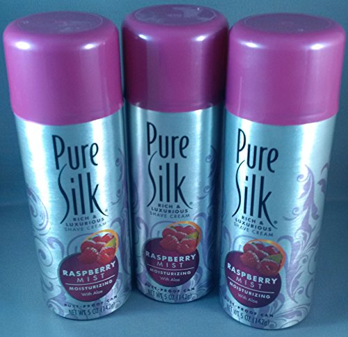 Pure Silk Shave Cream with Aloe, Raspberry Mist, 5 OZ - 3 Pack