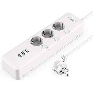 Koogeek Regleta WI-FI Inteligente 3 Enchufes 3 USB Compatible con Alexa Apple HomeKit y Google Assistant Control remoto para Android y IOS