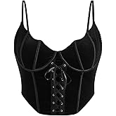 SOLY HUX Women's Plus Size Gothic Lace Up Corset Tops Sleeveless Crop Camisole Party Clubwear