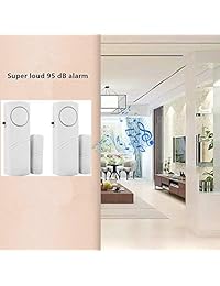 Hiistar - Alarma antirrobo inalámbrica para puerta de casa, sistema de alarma de seguridad con sensor magnético, Blanco