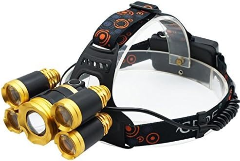 5 Led Bulbs Cree XML-T6 10000 Lumens Headlight + 4R5 4 Mode 18650 Rechargeable Waterproof Headlamp Super Bright Adjustable Headlamp for Outdoor Hiking Camping Riding Fishing Hunting