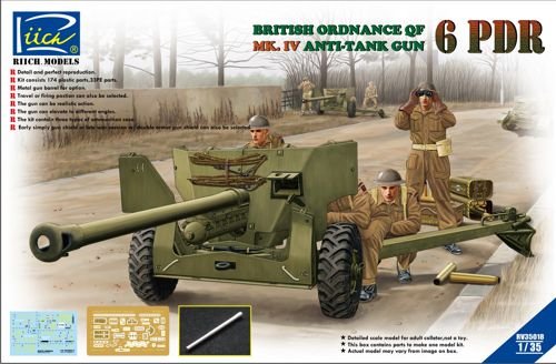 Riich RCH35018 1:35 British Ordnance QF 6 PDR Mk IV Anti-Tank Gun MODEL KIT