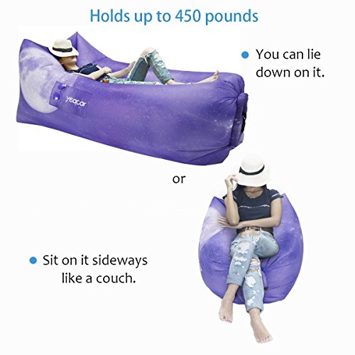 yeacar Inflatable Lounger Air Sofa, Portable Waterproof Indoor or Outdoor Inflatable Couch for Camping Park Hiking Travelling Picnics Pool Music Festivals and Beach Party
