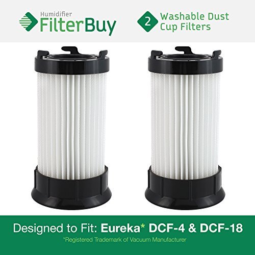 2 - FilterBuy Eureka DCF-4 (DCF4) DCF-18 (DCF18) & GE DCF-1 (DCF1) Washable and Reusable Compatible Dust Cup Filters. Designed by FilterBuy to Replace Eureka Part # 62132.