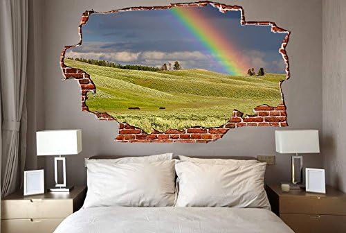 Rainbow Countryside Hill Breaking wall Nature Wall Decal