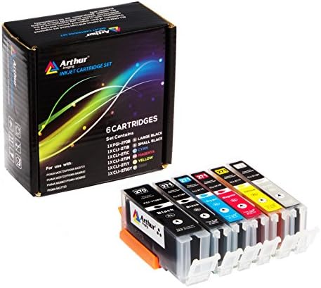 6 Pack Arthur Imaging Compatible Ink Cartridge Replacement for Canon PGI-270XL CLI-271XL (1 Large Black, 1 Small Black, 1 Cyan, 1 Yellow, 1 Magenta, 1 Gray, 6-Pack)