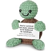 Mini Funny Positive Crochet Turtle Gift for Women Men, Cheer Up Get Well Soon Gifts for Women Friends, Boyfriend, Girlfriend, Sister, Cute Small Gifts for Coworkers Birthday Valentines Day Decorations