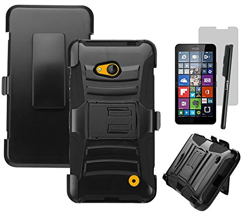 Lumia-640-Case-Luxcatm-Lumia-640-Holster-Case-Heavy-Duty-Shockabsorption-Kickstand-Feature-Belt-Swivel-Clip-Hi