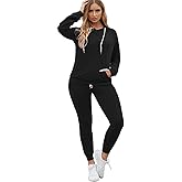 Fixmatti Women Pullover Hoodie Pockets Sweatpants Sport Jogger Sweatsuit