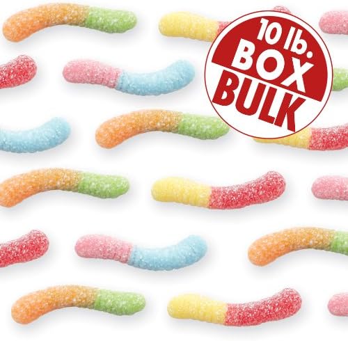 Jelly Belly Sour Neon Inchworms - 10 Pounds of Loose Bulk Candy - Genuine, Official, Straight from the Source
