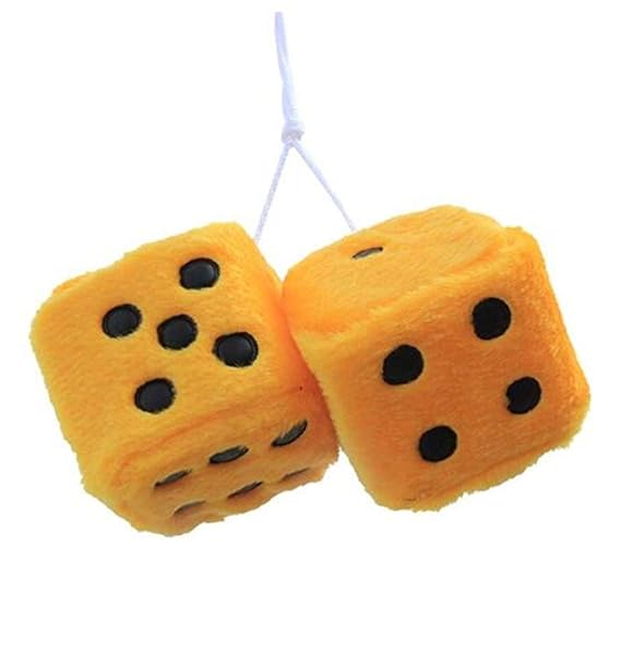 EXQUILEG Plüschwürfel für Auto Auto innen Ornament Autowürfel Fuzzy Dice 7.5 x 7.5 x 7.5cm (Gelb)
