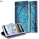 ZTE Lever LTE Case, Nagebee - ZTE Lever LTE Design Dual-Use Flip PU Leather Fold Wallet Pouch Case Premium Leather Wallet Flip Case for ZTE Lever LTE Z936L Z936C Straight Talk (Wallet Plum Blossom)