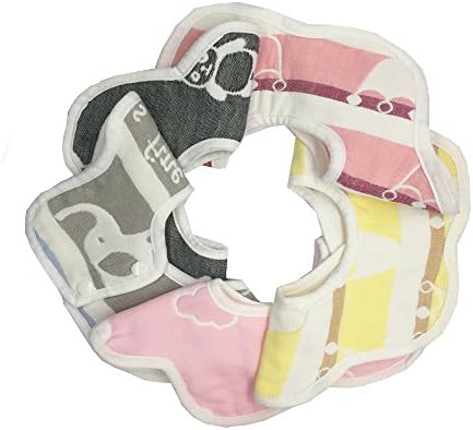 Baby bib,Unisex 5-Pack Absorbent Organic Cotton,360 degrees super soft, 100% Cotton (Elephant)