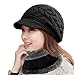 HINDAWI Winter Scarf Hat Visor Caps Infinity Scarves Knit Warm Snow Outdoor Hats for Women Black