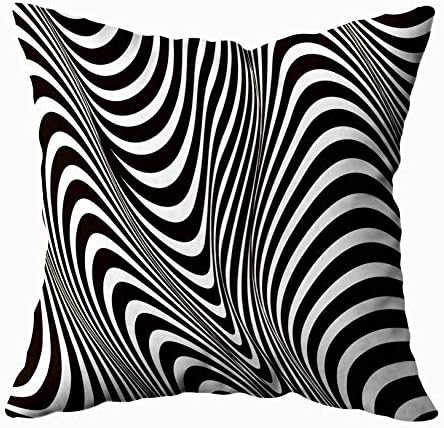 TOMKEY Standard Pillow Cases, Hidden Zippered 18X18Inch Abstract Wavy Background Optical Art Striped Raster Waves Geometry Line Decor Throw Cotton Pillow Case Cushion Cover for Home Decor