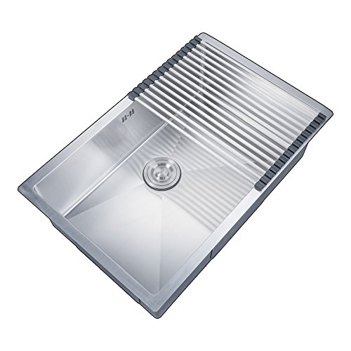 CO-Z Deep Stainless Steel Home Kitchen Single Bowl Sink, 18 Gauge Modern Undermount Drop-in Farmhouse Kitchen Sink w/Strainer and Dish Drying Rack 28" X 18" X 9"