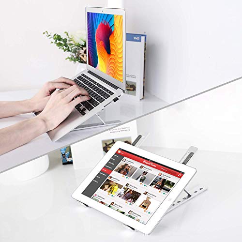 Magichold Portable Laptop Stand, Computer Laptop Holder, Aluminum Laptop Tablet Stand Riser with 6 Levels Height Adjustment, Fully Foldable, Supports up to 10 lbs, Fits up to 15.6 Laptop (Dark Gray) - Thumbnail 4