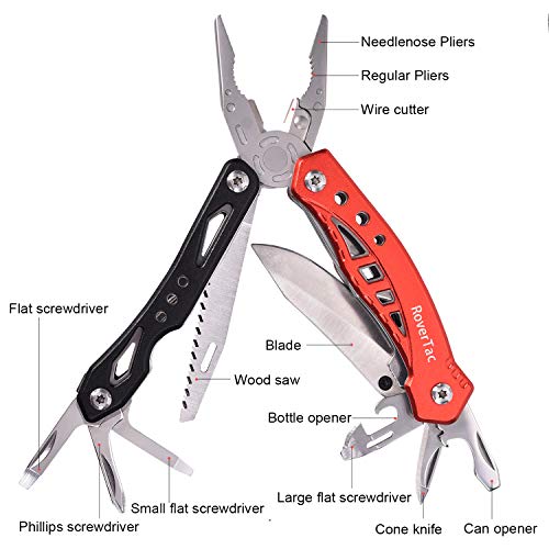 12 in 1 Multitool Pliers RoverTac Pocket Knife with Durable Nylon Sheath, Pocket Multitool with Pliers, Bottle Opener, Screwdriver, Saw-Perfect for Outdoor, Survival, Camping, Fishing, Hiking - Thumbnail 2