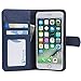 Abacus24-7 iPhone 7 Case, Wallet with RFID Blocking Flip Cover, Blue