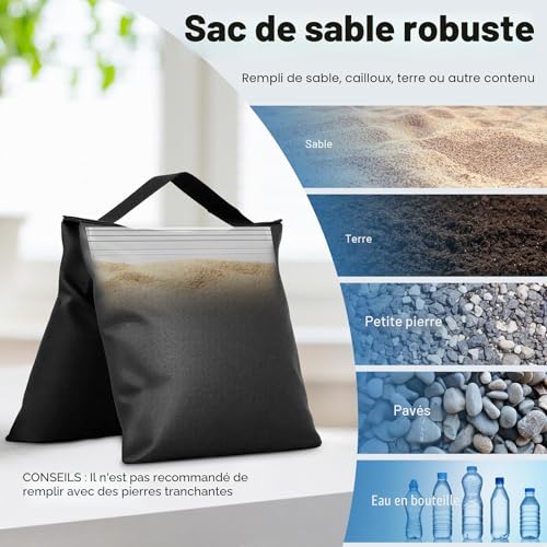 Victiv Set of 6 Heavy Duty Sand Bags, 57 x 26.5 cm Weight Bags for Photographic Tripod, 800D Oxford Sand Bags for Strengthening Weighting, Sand Bag for Garden, Tent, Parasol, Swing