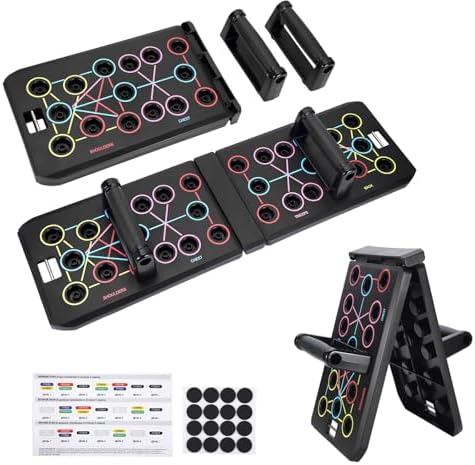 Push Up Rack Board 15 in 1 pieghevole multifunzione Home Training Fitness Equipment, Portable Push-Up Training Frame, Adjustable Push-Up Board, manico rotondo