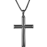 Wisbal Men's 925 Sterling Silver Gold-Plated, Silver-Plated, Black-Plated Cross Necklace with Stainless Steel Chain Women's Cross Pendant