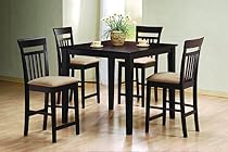 Coaster Home Furnishings  5 Piece Modern Transitional Square Counter Height Dining Set - Cappuccino