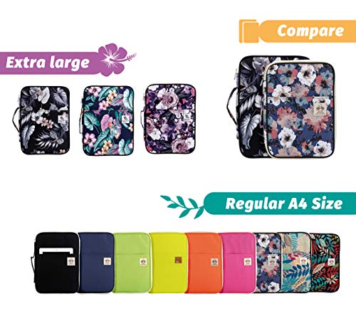 Lazyaunti Zipper Portfolio Organizer A4 Note Pouch-Waterproof Document Bags/Zipper Binder/Paper Case for 12.5" Mac,Tablet,Pens,washi Tape,Journals,Sketch Books (Black Red Leaf) - Thumbnail 4
