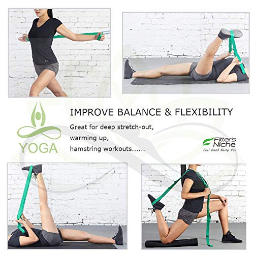 image for fitter's niche Yoga Stretch Strap, Non Elastic Exercise Band with 10 L