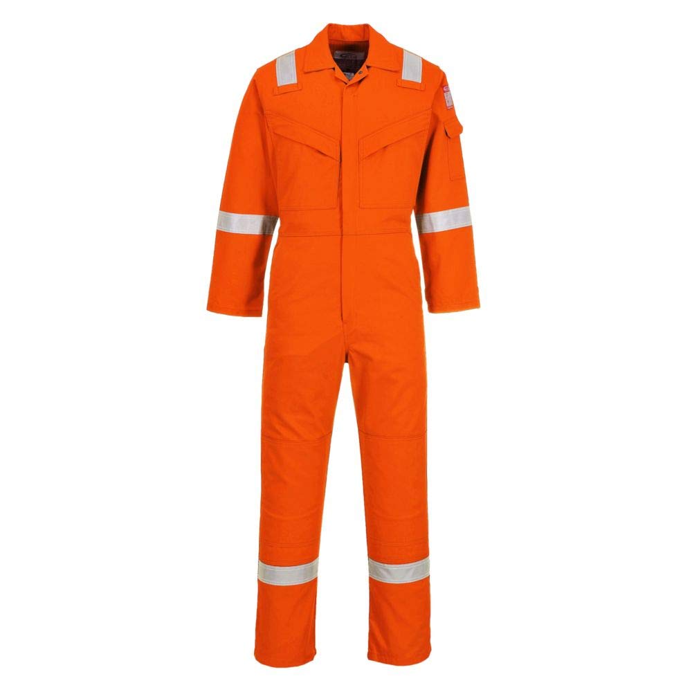 Portwest FR21 Men's Bizflame FR Lightweight Fireproof Coverall Flame Resistant Overall Anti-Static Welding Safety Boiler Suit 100% Cotton Reflective Knee Pad Pockets