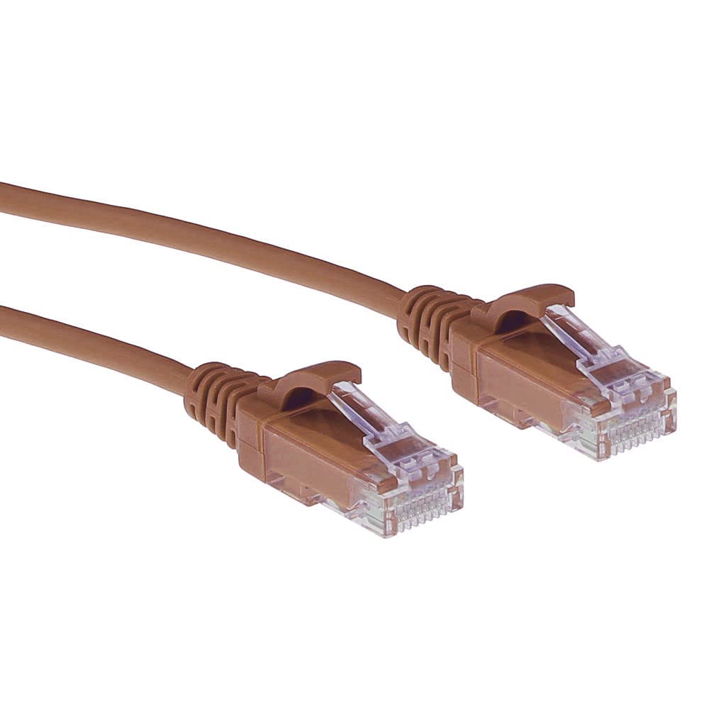 ACT CAT6 Network Cable, U/UTP LSZH LAN Cable, Thin 3.8 mm Slimline, Flexible Snagless Ethernet Cable with RJ45 Connector, for Use in Data Centres, 10 Metres, Brown - DC9210