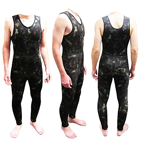 Palantic Spearfishing Neoprene Camouflage Stretch Max 5mm Two Piece Farmer John Wetsuit, Medium