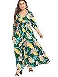 Milumia Women's Button up Split Floral Print Flowy Party Maxi Dress