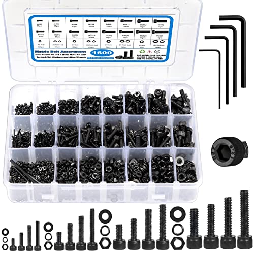 1600Pcs Metric Screw Assortment M2 M3 M4 M5, Grade 12.9 Alloy Steel