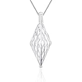 LGSY Rhombus Cage Pendants for Pearl Jewelry Making Sterling Silver, Design Pearl Cage Pendants for Women