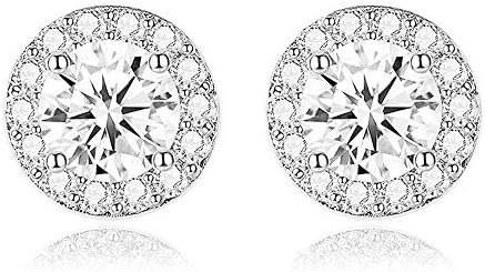 Stud Halo Earrings for Women 925 Sterling Silver