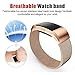 UMTELE for Fitbit Charge 2 Band, Milanese Loop Stainless Steel Metal Bracelet Strap with Unique Magnet Lock, No Buckle Needed for Fitbit Charge 2 HR Fitness Tracker Rose Gold Small