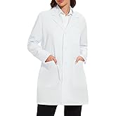 FABRACK Women's Professional Lab Coat 4-Button Long Sleeve Medical Coat with 3 Pockets, XS-XXL